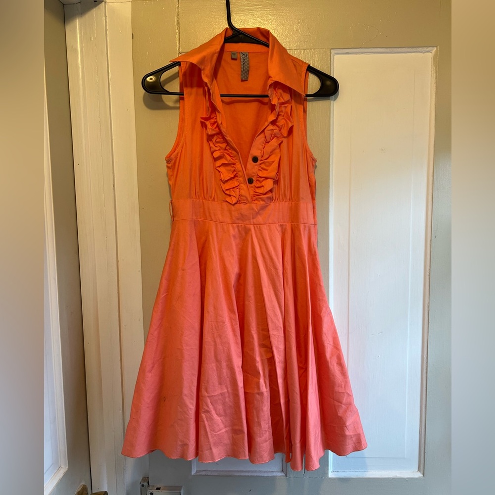 Wish Orange Ruffled A-line Midi Dress